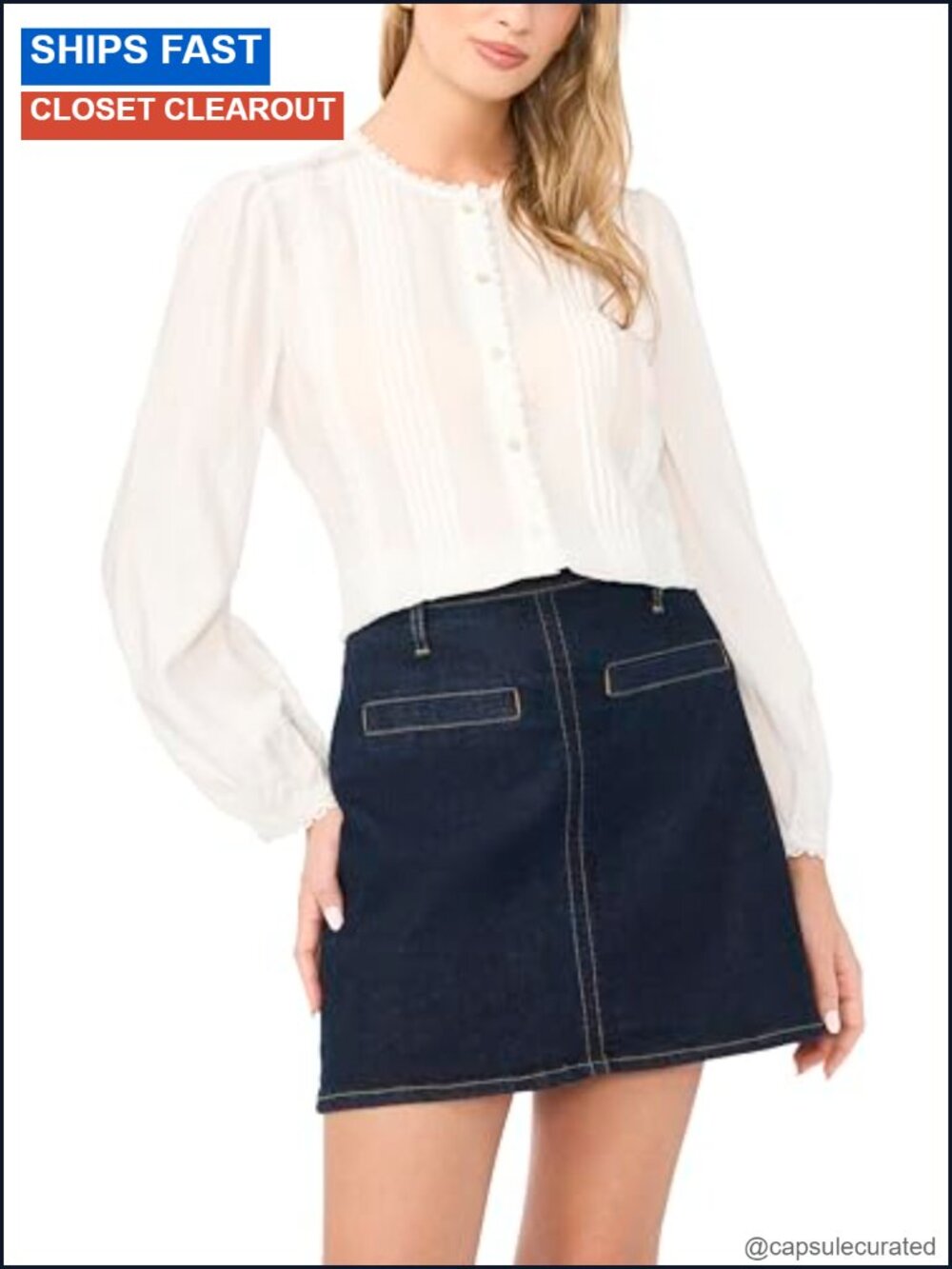 Vince Camuto Women's Lace Button Down Long Sleeve Top - 100% Polyester, Square
